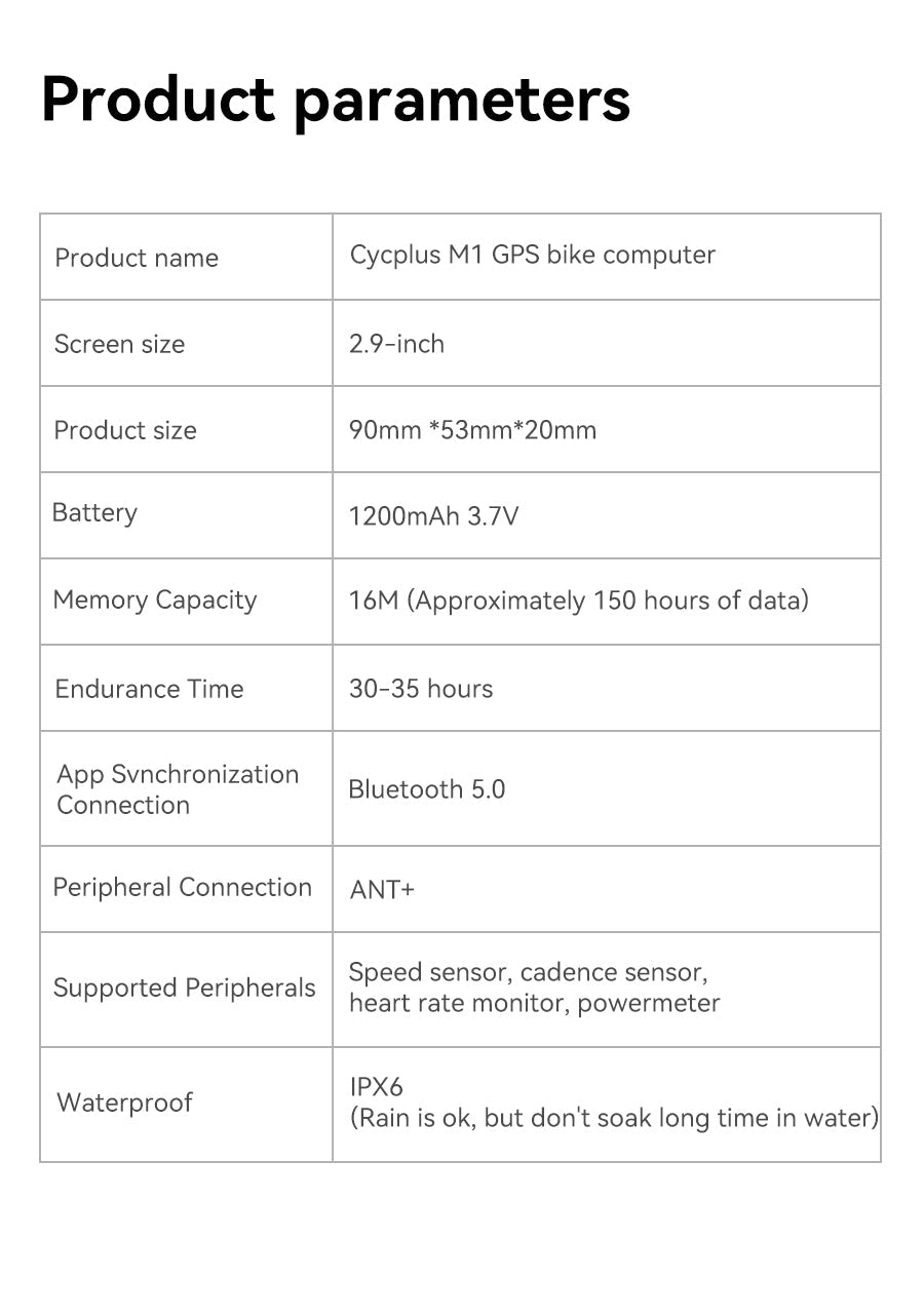 Cycplus M1 Wireless GPS Bike Computer