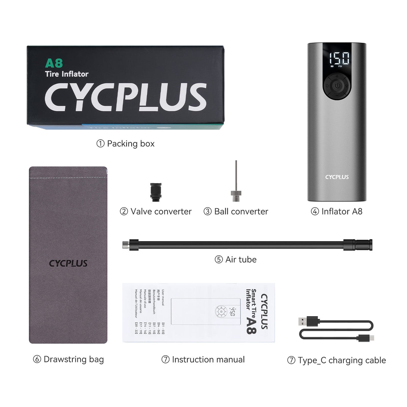 CycPlus Portable Electric Air Pump A8