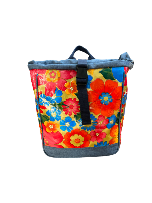 iKuri Kombi Backpack Pannier - Blue Floral